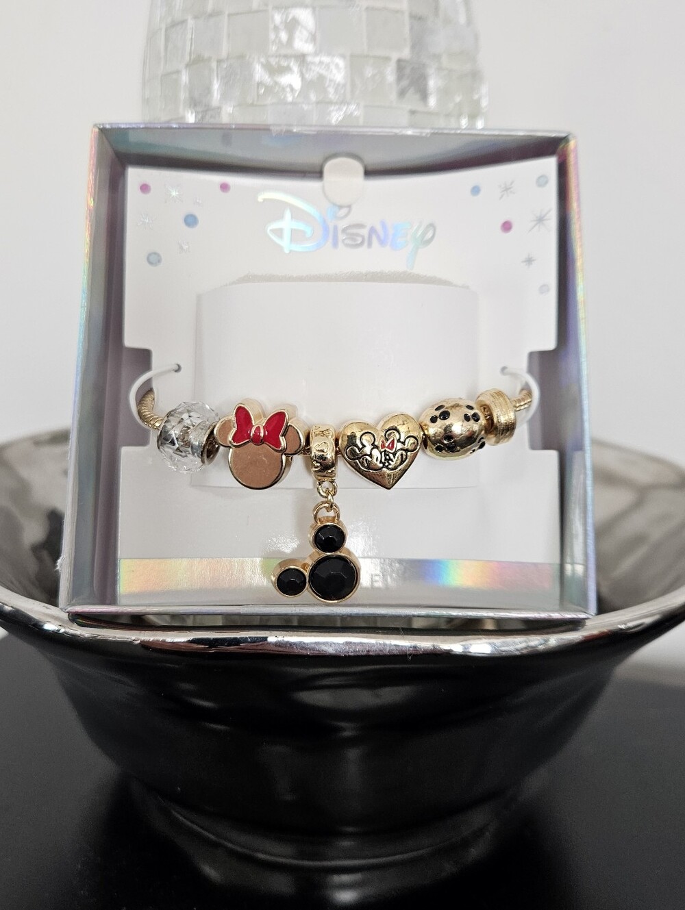 Disney Gold Minnie & Mickey Charm Bracelet, NIB, GIFT ABLE